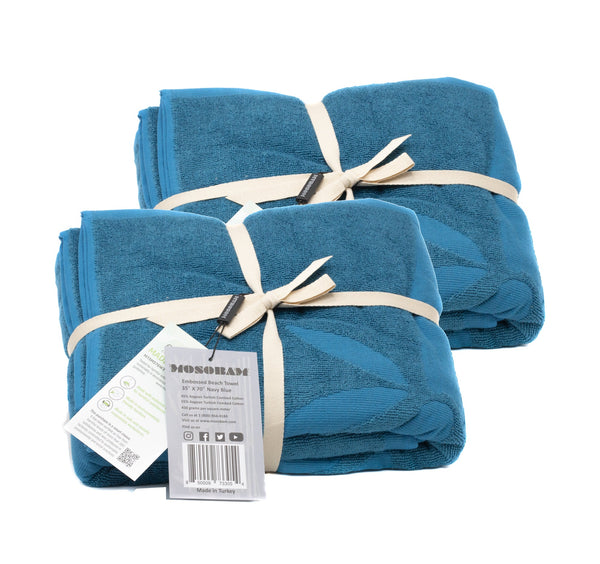 Sustainable Bamboo Beach Towels, Set of 2 - Navy Blue - Made in Turkey –  Mosobam®