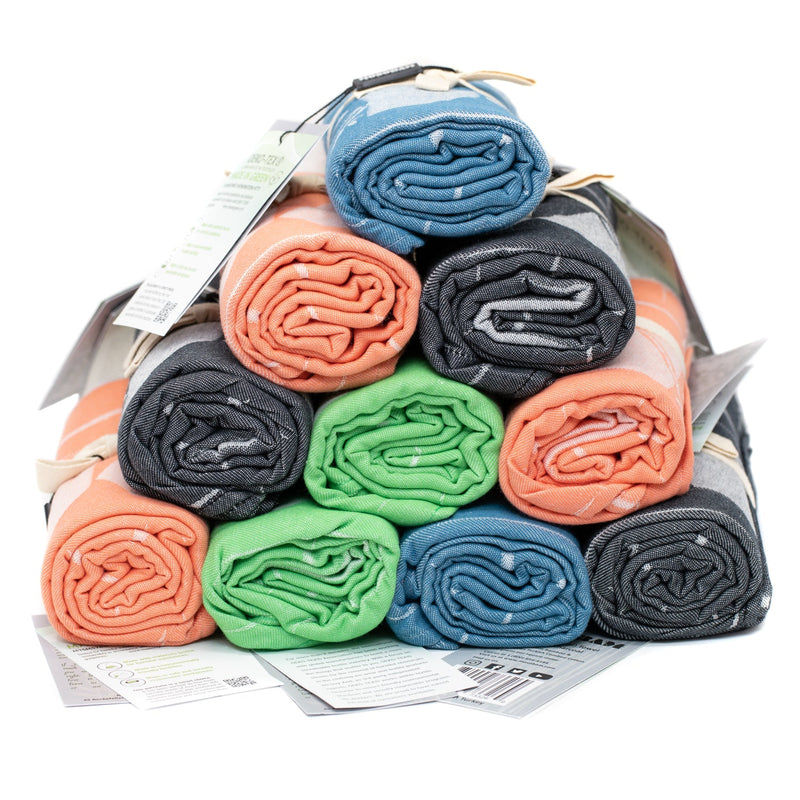 4-piece Fouta Towel Bundle - Assorted Colors (Green, Living Coral, Navy, Charcoal)