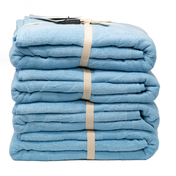 Mosobam Bamboo-Turkish Cotton Beach Towel 35x70, Set of 4, Navy Blue