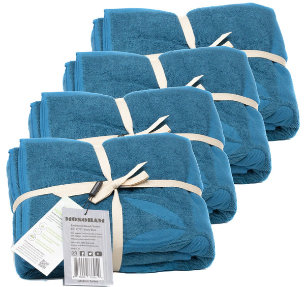 Sustainable Bamboo Beach Towels, Set of 4 - Ethereal Blue - Made in Turkey  – Mosobam®