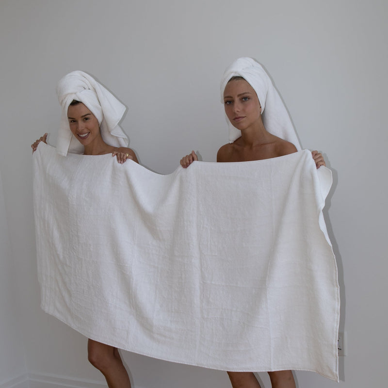 Sustainable Bamboo Bath Towels, Set of 4 - White - Made in Turkey