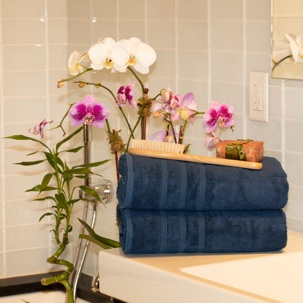 Bath Towels, Set of 2 - Navy Blue