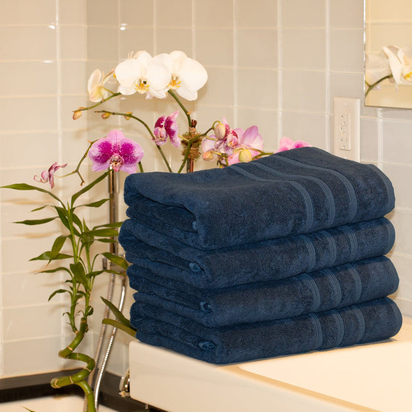 Bath Towels, Set of 4 - Navy Blue