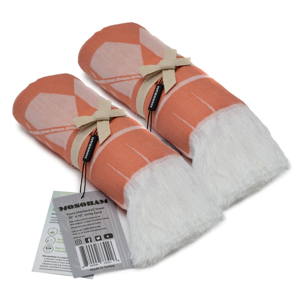 Fouta Towels, Set of 2 - Living Coral