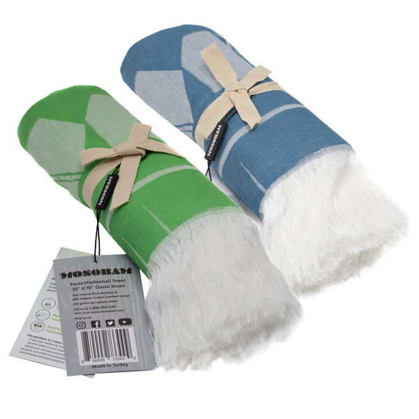 2-piece Fouta Towel Bundle - Assorted Colors (Green & Navy)