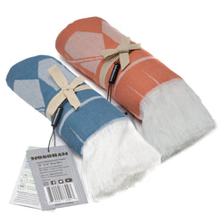 2-piece Fouta Towel Bundle - Assorted Colors (Living Coral & Navy)