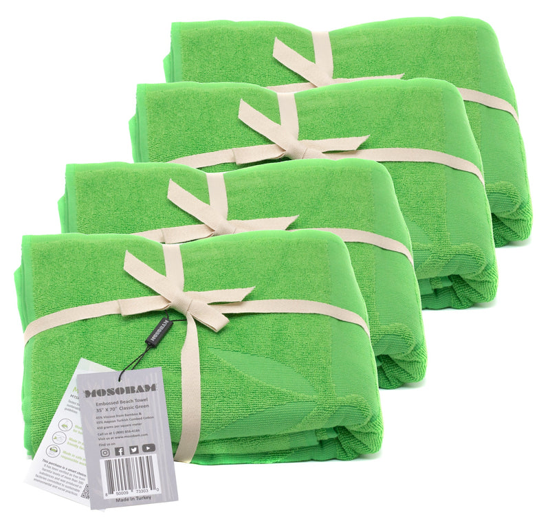 Beach Towels, Set of 4 - Classic Green