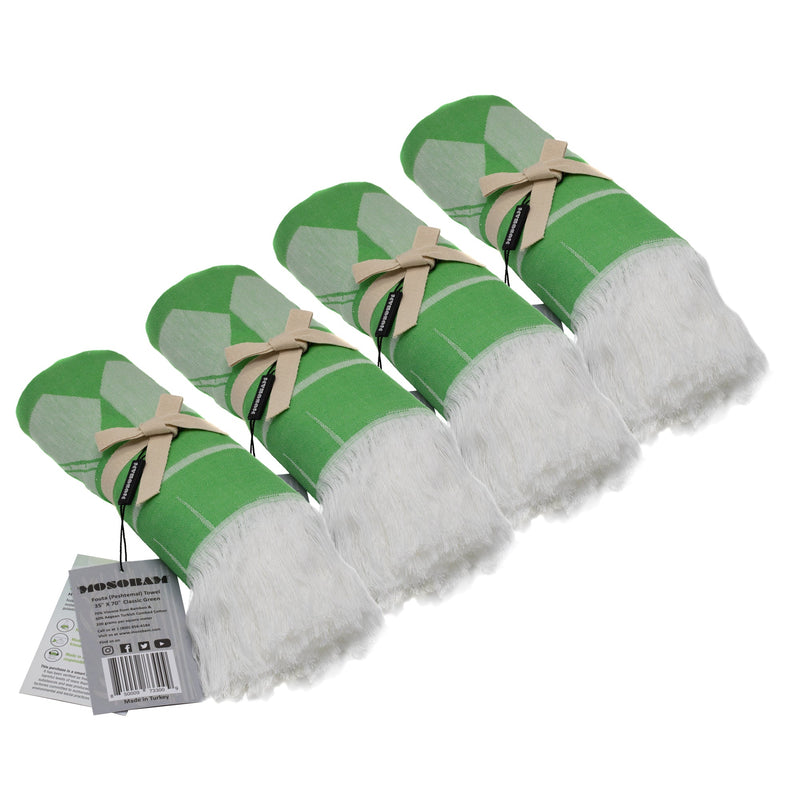 Fouta Towels, Set of 4 - Classic Green