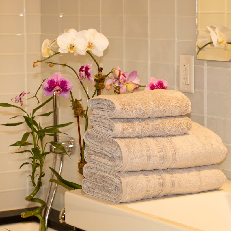 Mosobam 700 GSM Hotel Luxury Washcloths 13X13, Set of 12, Light Taupe,  Turkish Baby Bath Towel, Face Washcloth, Viscose Made from Bamboo - Turkish