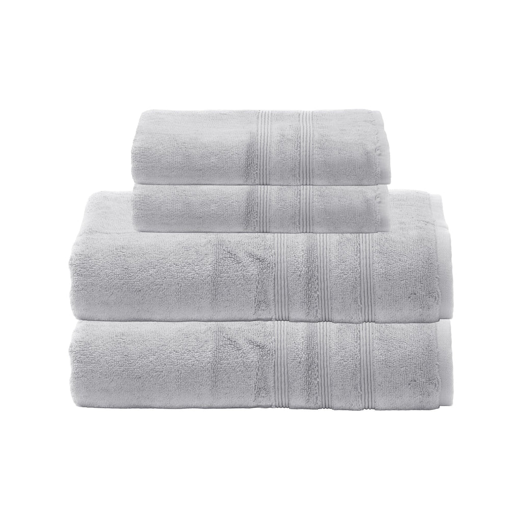 Luxury Hotel Collection Cotton-Eco Gray Bath Towels - Dobby Border